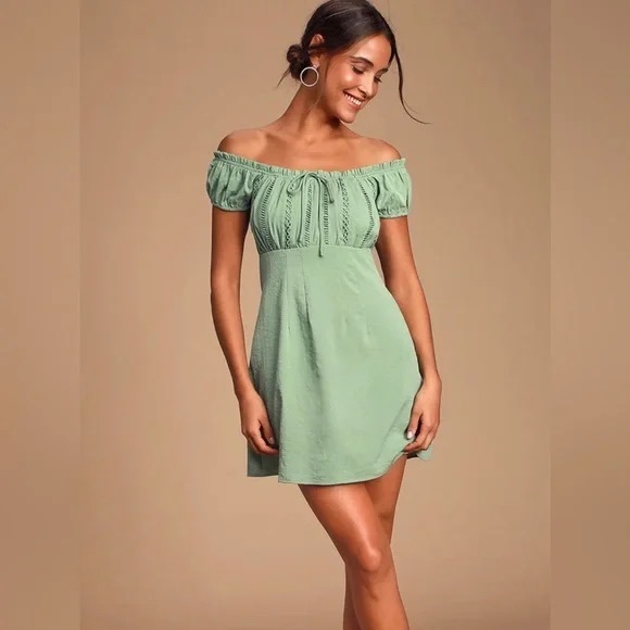 Lulus Green Off The Shoulder Dress Buy Lulus Green Off The Shoulder Dress  Free Shipping Gala Ready